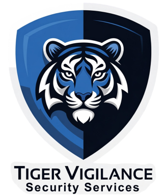 Bold tiger head emblem logo in deep royal blue and white
